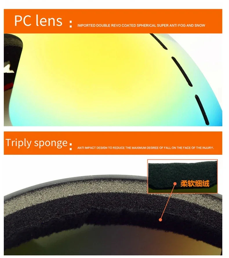 Ski Goggles Winter Snow Sports Goggles Double Layers Anti-Fog Outdoor Snow Snowboard Glasses for Men Women Protection Ski Mask