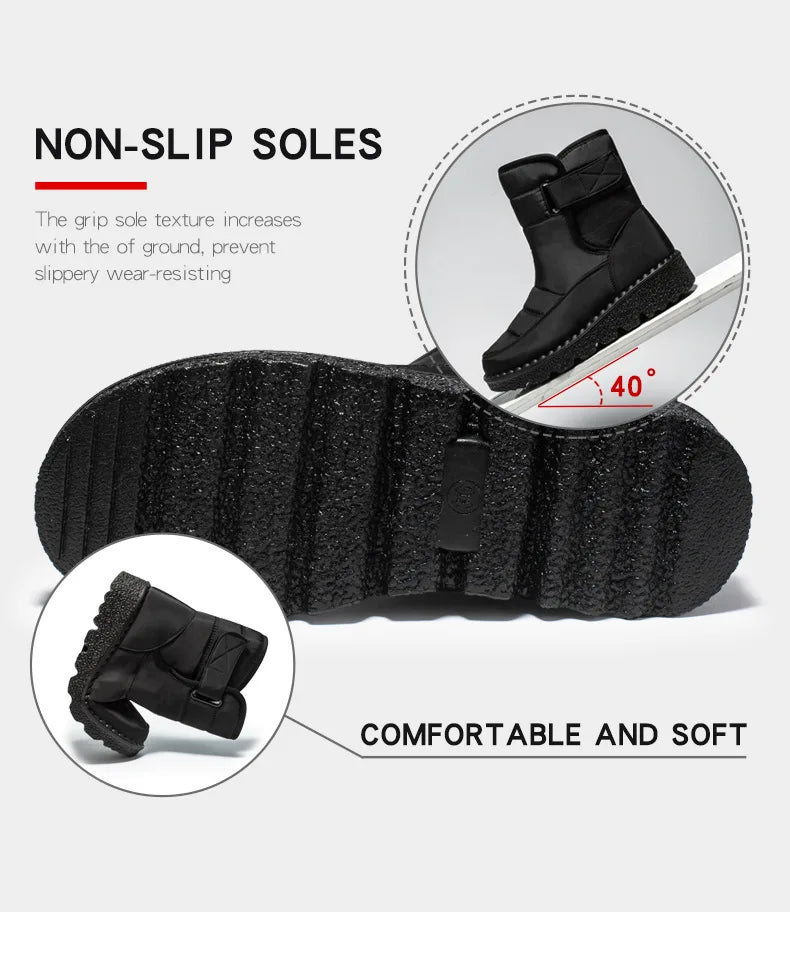 Women Boots 2025 Winter Warm Woman Waterproof Snow Boots Winter Warm Fur Botas Mujer Cotton shoes Black Ankle Boots For Women