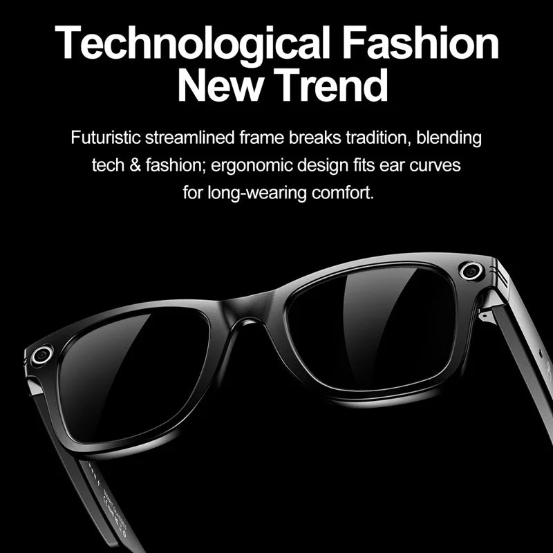 AI Smart Glasses With Camera Photo Sense Bluetooth Music Call Intelligent Recording IP65 Waterproof Bluetooth Glasses