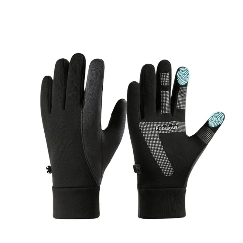 Men Winter Warm Gloves Waterproof Windproof Touchscreen Fleece Lined Thermal Anti Slip Gloves for Outdoor Cycling Hiking