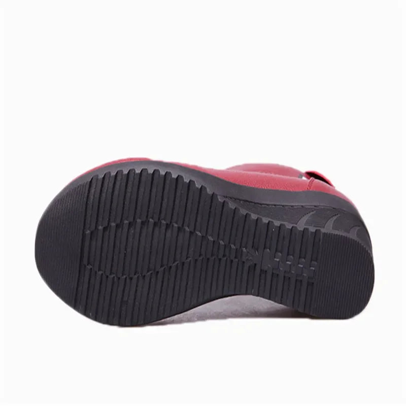 BEYARNE Autumn Winter Boots Women Ankle Boots Shoes Woman Fashion Wedges Heels Woman Boots High Quality Leather Shoes Female zip