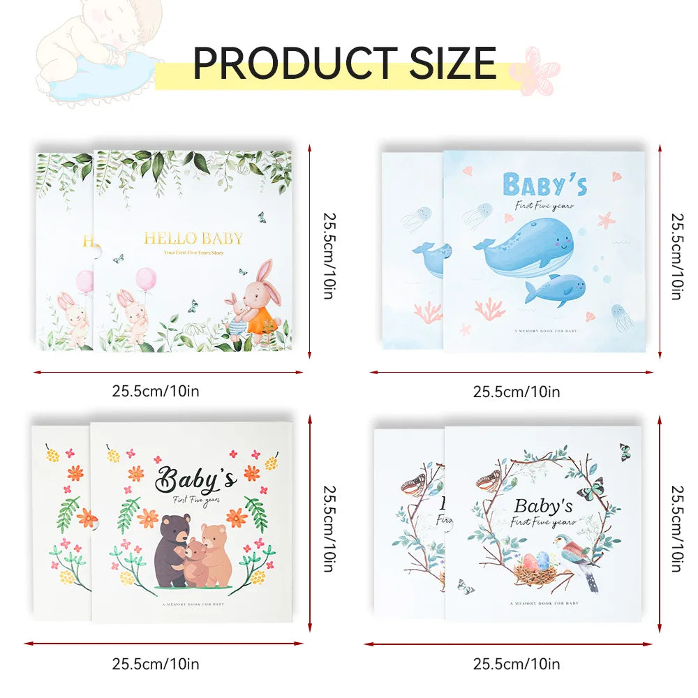 Baby Memory Book Scrapbook Photo Album Pregnancy Diary Cute Animal Keepsake Record Growth Journal Hand Account For New Parents