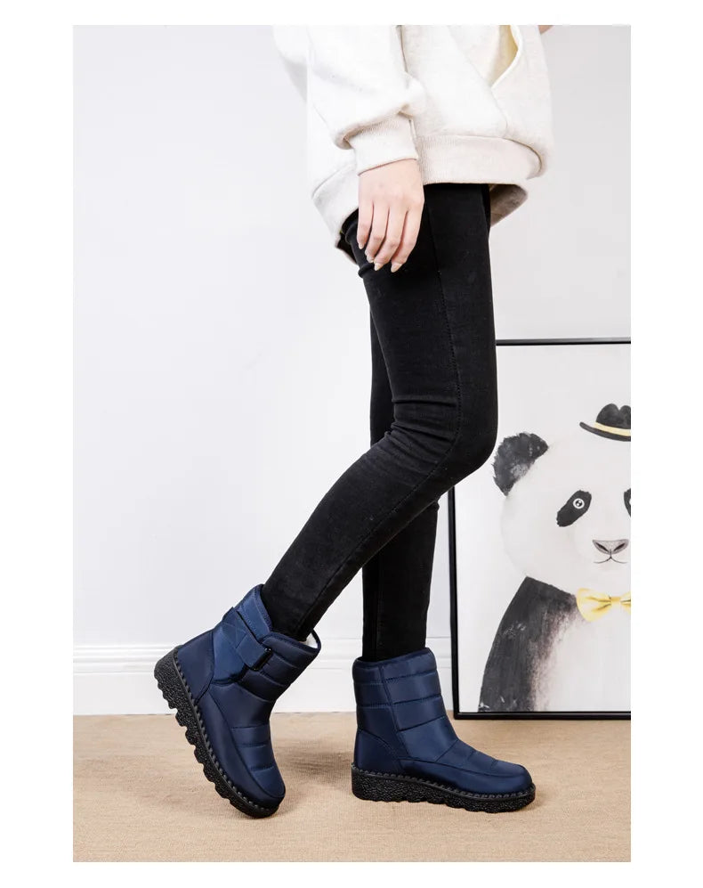 Women Boots 2025 Winter Warm Woman Waterproof Snow Boots Winter Warm Fur Botas Mujer Cotton shoes Black Ankle Boots For Women
