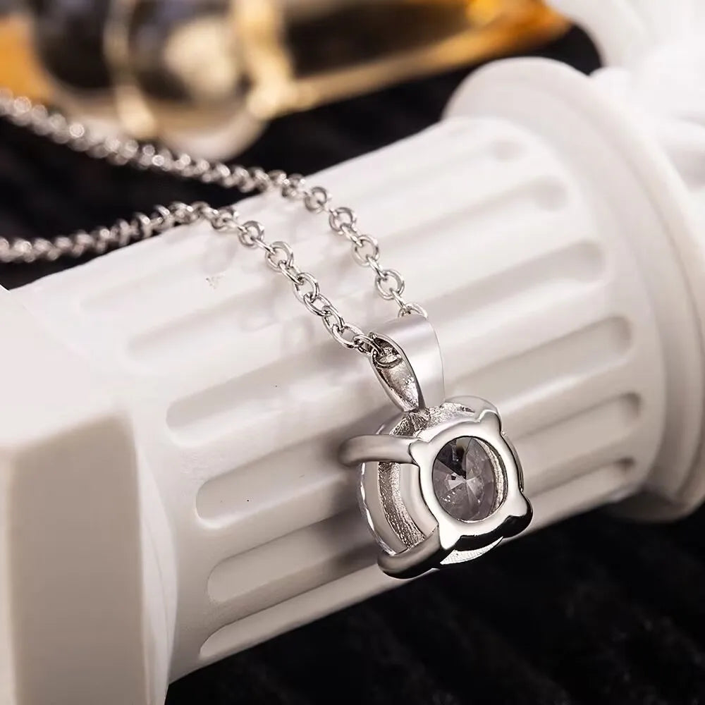 Lihong Classic Women's Necklace AAAAA Zirconia 1ct Four Prong 925 Sterling Silver Pendant Luxury Fine Jewelry
