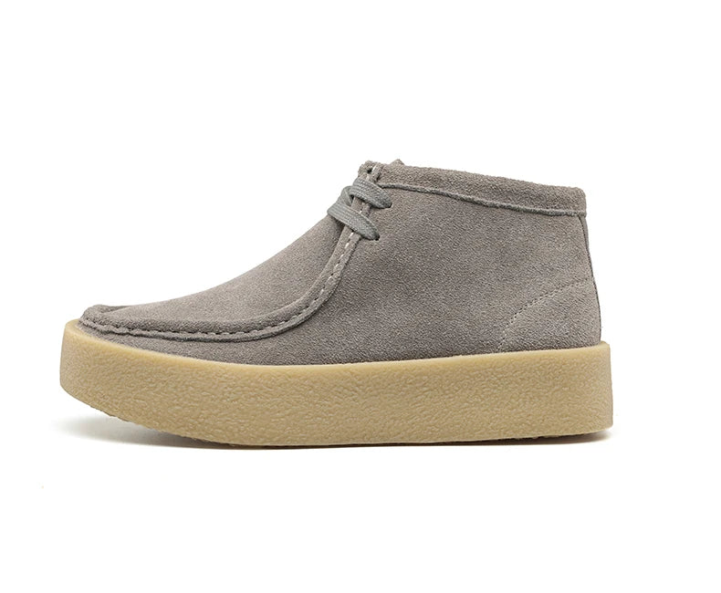 Smile Circle Wallabee Cup Cow Suede Leather Shoes Women Lace up Ankle Boots Thick Bottom Comfortable Flat Casual Sho