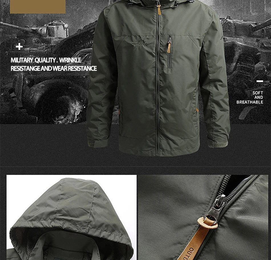 Men's Casual Waterproof Jacket Windbreaker Men Outerwear Men's Clothes Winter Jacket Fashion Coat Hoodies Camping Hiking Jacket