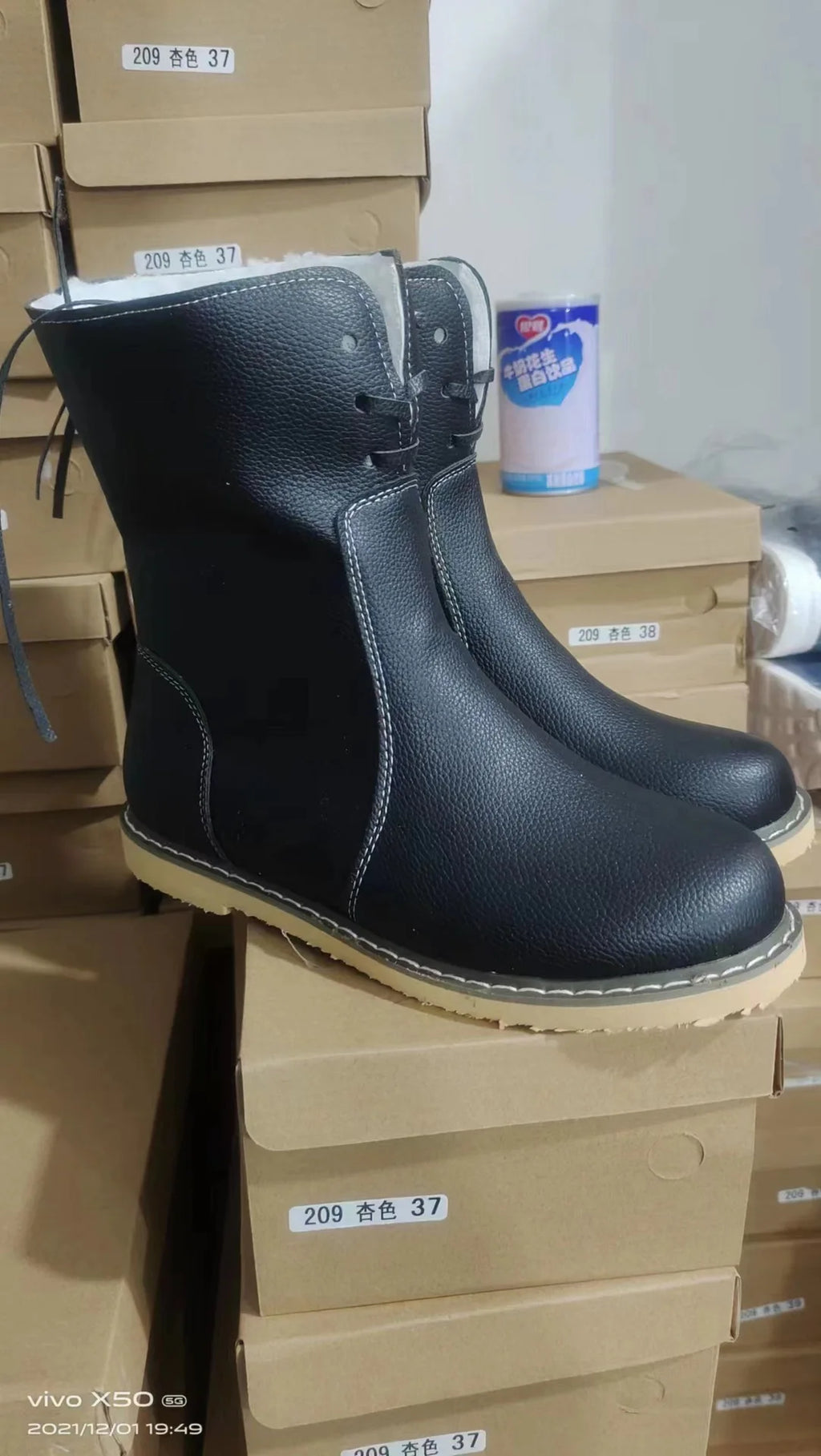Women's Winter Boots 2025 New PU Leather Women Boots Comfortable Flat Fleece Warm Shoes Women's Ankle Boots Female Footwear