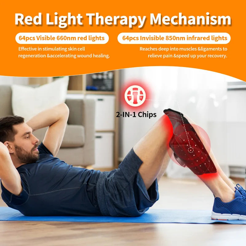 Red Light Therapy Belt for Knee & Joint Pain Relief - 660nm & 850nm Near-Infrared LED Light Therapy Device, Wearable Pain Relief