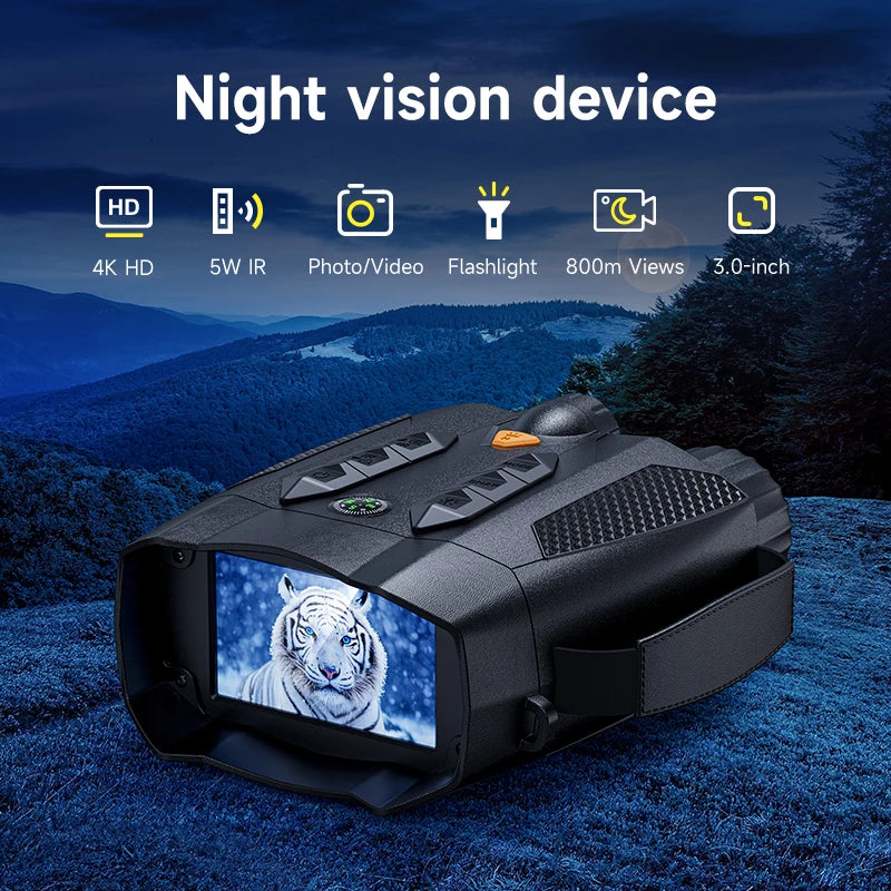 4K HD Night Vision Goggles Binoculars 10X Zoom Infrared 5000mAh Digital Telescope Camera 800M for Outdoor Hunting Camping Tools
