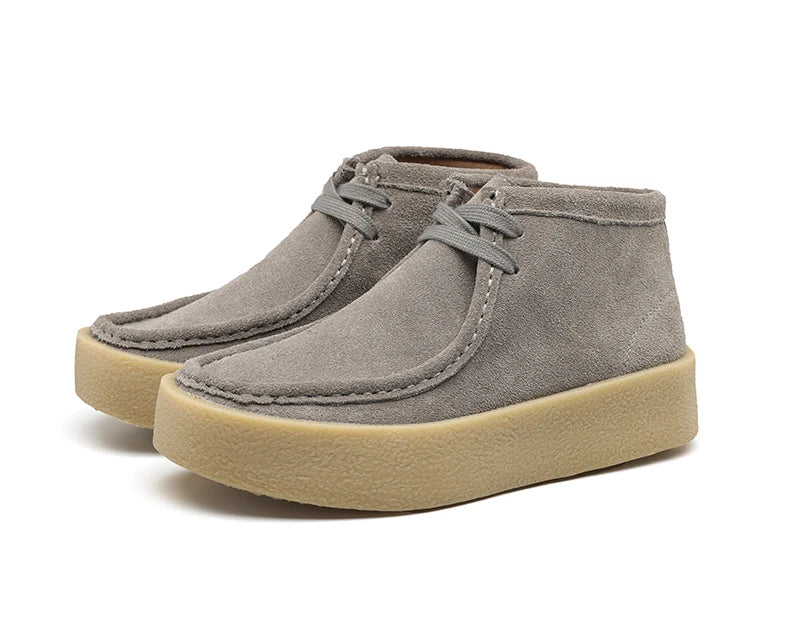 Smile Circle Wallabee Cup Cow Suede Leather Shoes Women Lace up Ankle Boots Thick Bottom Comfortable Flat Casual Sho
