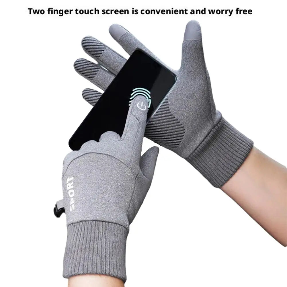 1 Pair Waterproof Winter Gloves Thermal Fleece Lining Windproof Anti Slip Touchscreen For Cycling Skiing Hiking Outdoor Sports