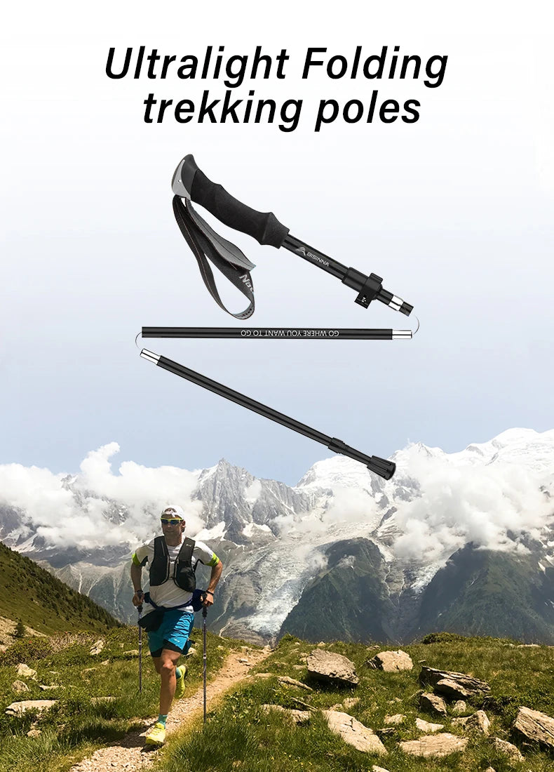BSWOLF 2Pcs Ultralight Trekking Poles  Walking Sticks Hiking Canes  Folding Aluminum Walking Pole  Nodic Walking Sticks