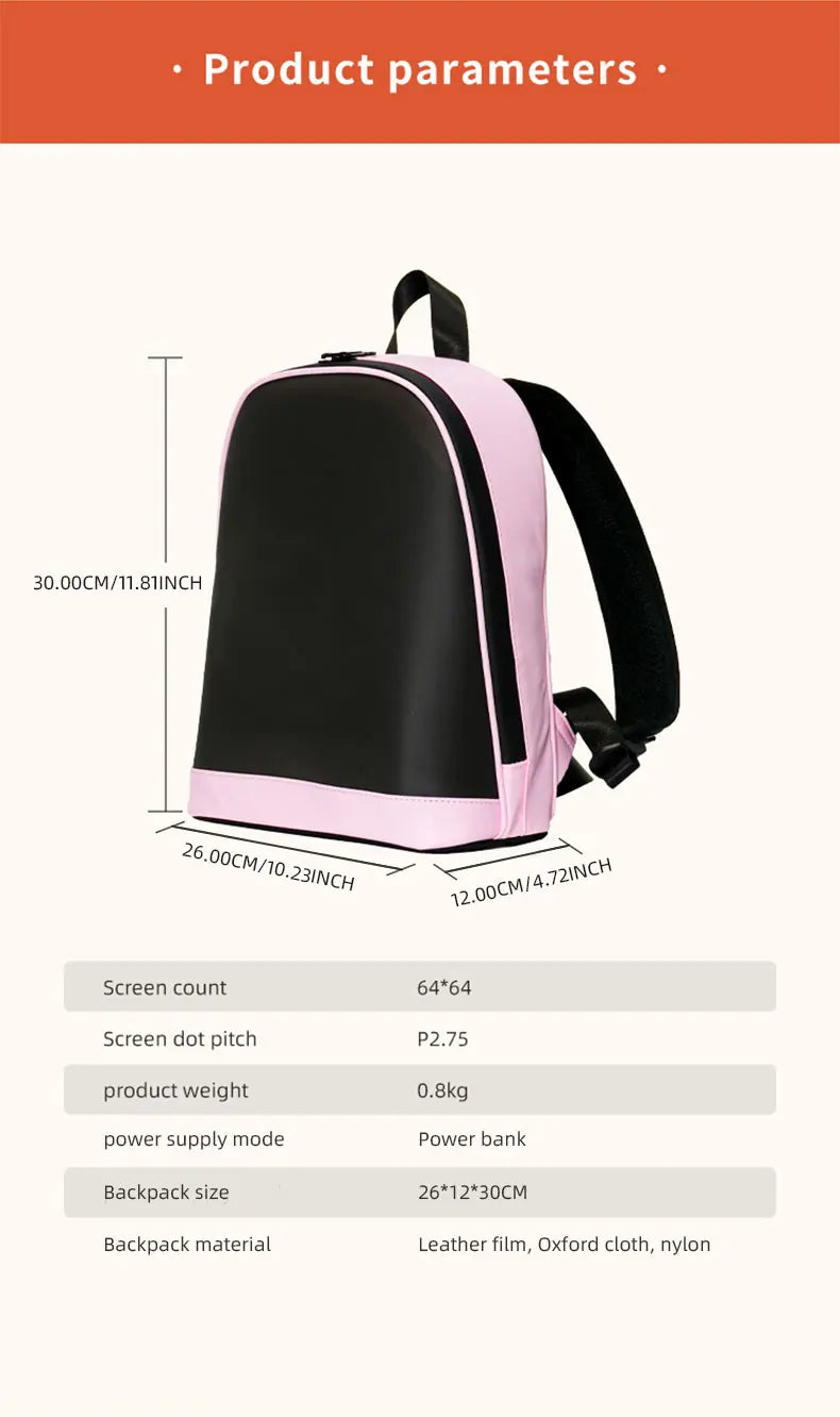 LED Advertising Backpack Portable Backpack with Led Display Magic Smart Walking Billboard APP Control Outdoor Pixel Screen Bag
