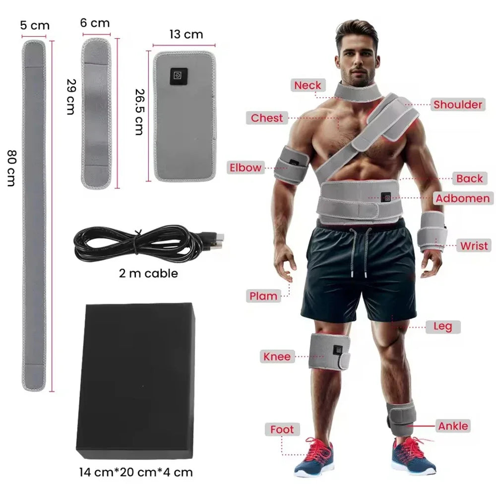 LED Red Light Therapy Belt for Pain Relief 660nm 850nm Red Infrared Light Pad for Waist Back Abdomen Knees Wrists Joints Muscle
