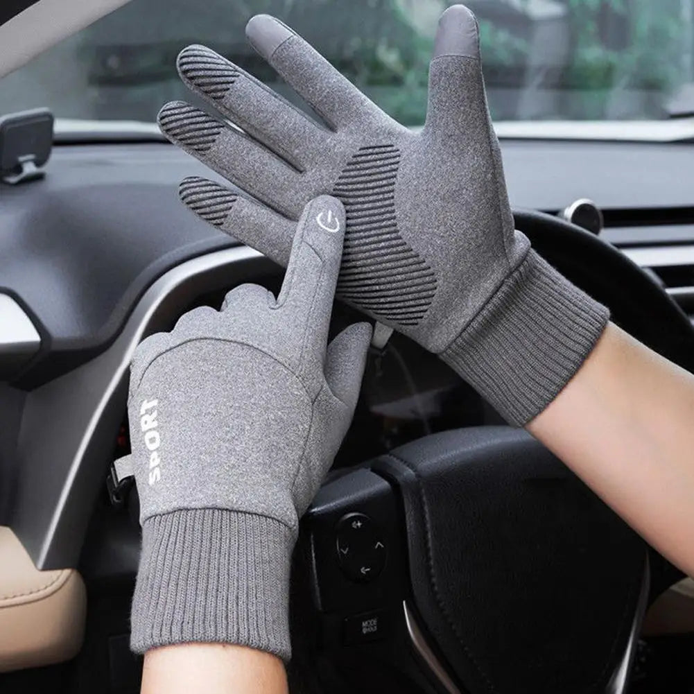 1 Pair Waterproof Winter Gloves Thermal Fleece Lining Windproof Anti Slip Touchscreen For Cycling Skiing Hiking Outdoor Sports