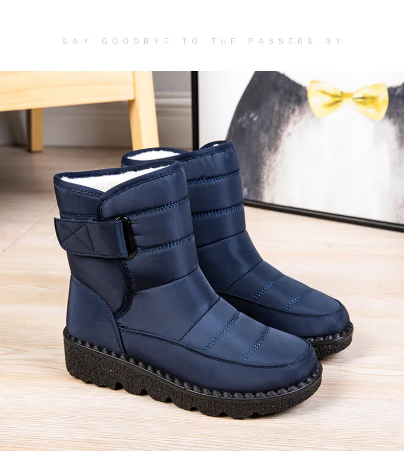 Women Boots 2025 Winter Warm Woman Waterproof Snow Boots Winter Warm Fur Botas Mujer Cotton shoes Black Ankle Boots For Women