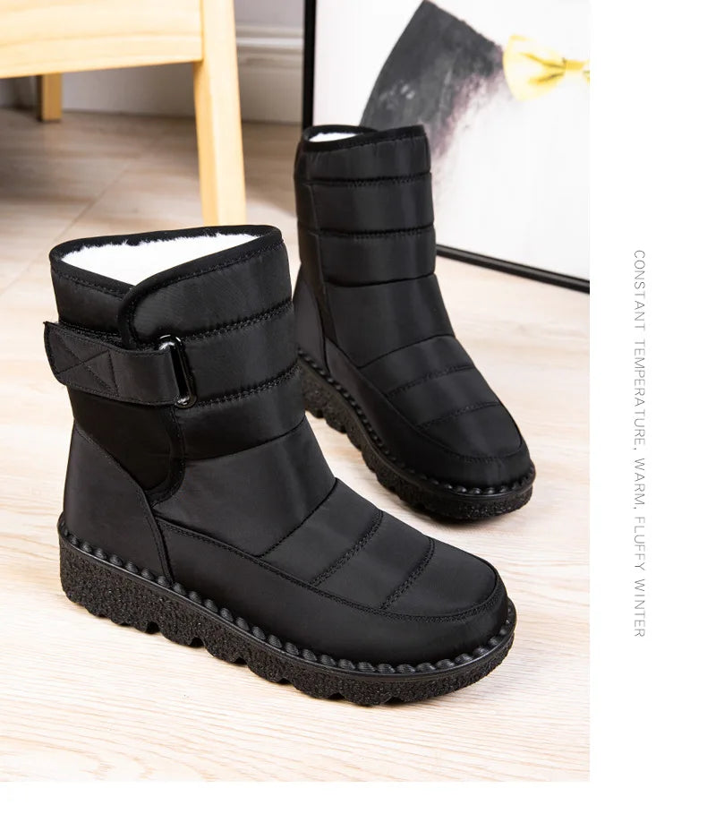 Women Boots 2025 Winter Warm Woman Waterproof Snow Boots Winter Warm Fur Botas Mujer Cotton shoes Black Ankle Boots For Women
