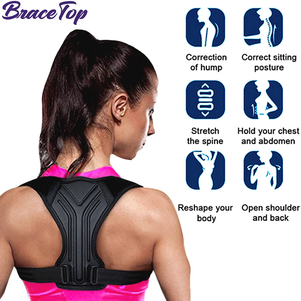 WOMENS Adjustable Back Shoulder Posture Corrector Belt Clavicle Spine Support Reshape Your Body Home Office Sport Upper Back Neck Brace