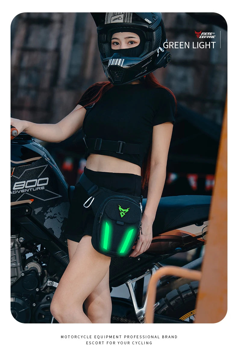 LED Light Drop Leg Bag Motorcycle Waterproof Waist Bag Hip Bum Fanny Pack For Outdoor Riding Cycling Hiking Fishing Climbing
