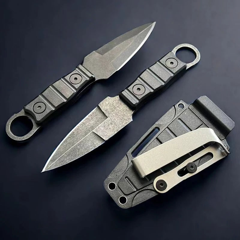 Camping Adventure Portable Straight Knife with K-sheath Outdoor EDC High Hardness Survival Knife for Outdoor Activities