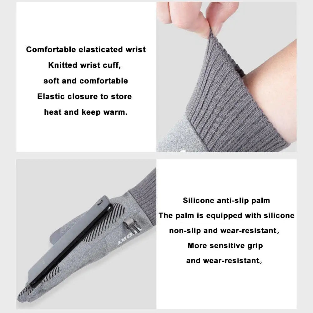 1 Pair Waterproof Winter Gloves Thermal Fleece Lining Windproof Anti Slip Touchscreen For Cycling Skiing Hiking Outdoor Sports