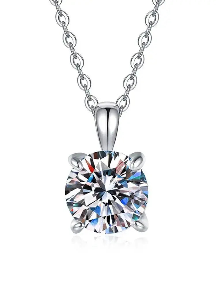 Lihong Classic Women's Necklace AAAAA Zirconia 1ct Four Prong 925 Sterling Silver Pendant Luxury Fine Jewelry