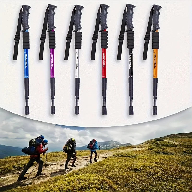Trekking Poles Ultralight 4-Section Adjustable, Non-Slip Grip Hiking Sticks for Men Women, Anti-Rust Aluminum Alloy