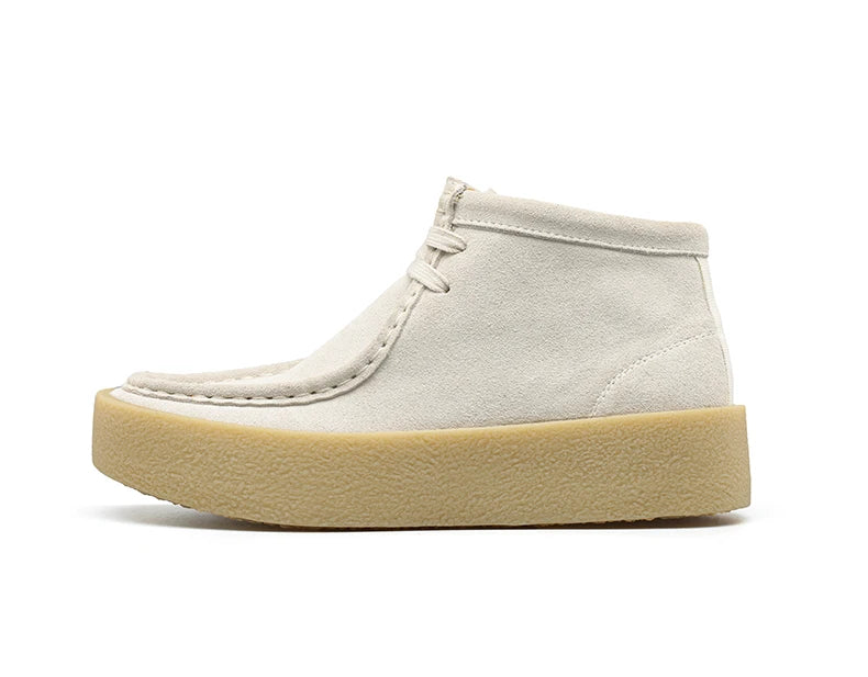 Smile Circle Wallabee Cup Cow Suede Leather Shoes Women Lace up Ankle Boots Thick Bottom Comfortable Flat Casual Sho