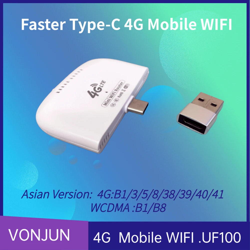 4G LTE Mini WiFi Router with USB Adapter Wireless Mobile Router Hotspot 4G LTE WiFi Modem Router for Home Office Travel Camping