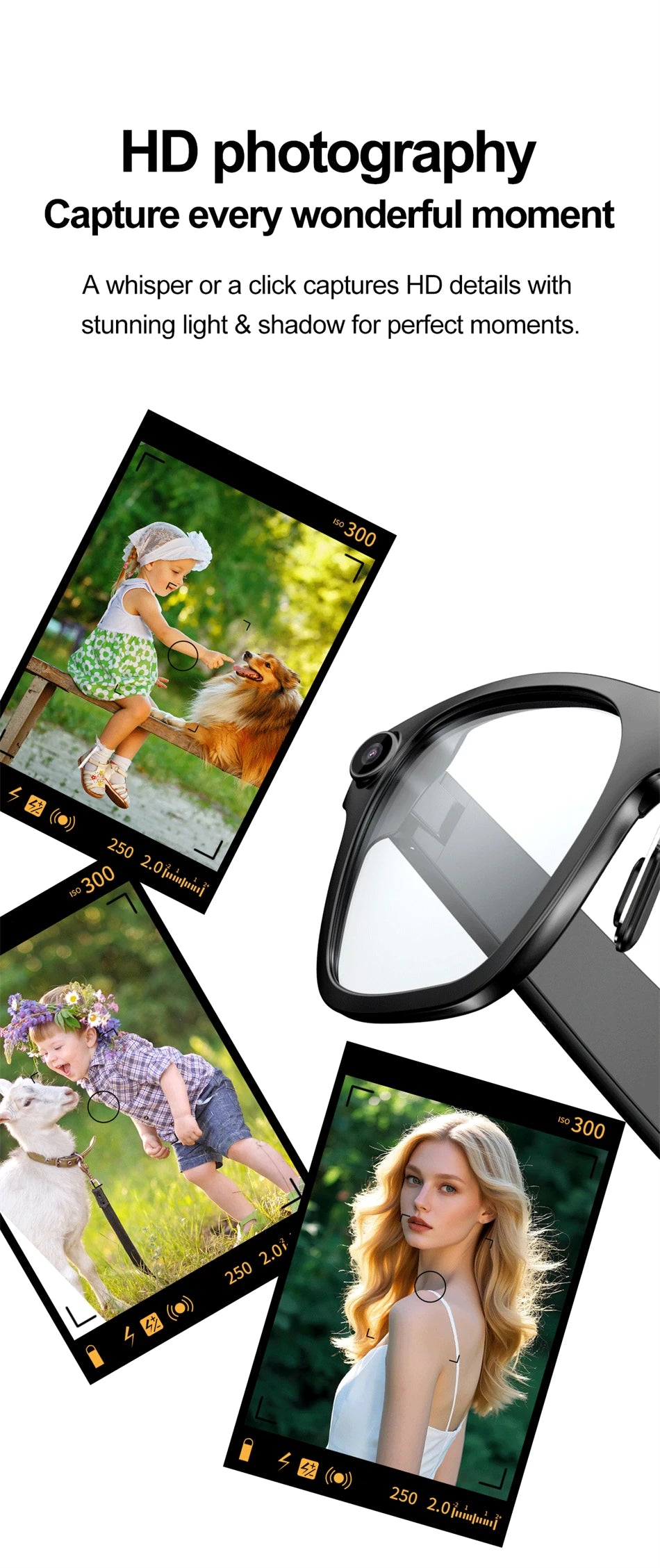 New AI Smart Glasses 500W Camera 1080P Video Smart Glasses with Camera Bluetooth Glasses Anti-Blue Light Glasses Everyday Wear