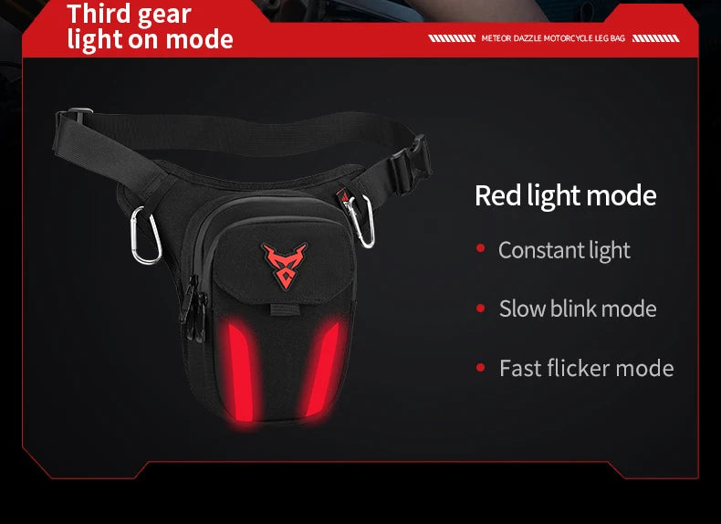 LED Light Drop Leg Bag Motorcycle Waterproof Waist Bag Hip Bum Fanny Pack For Outdoor Riding Cycling Hiking Fishing Climbing