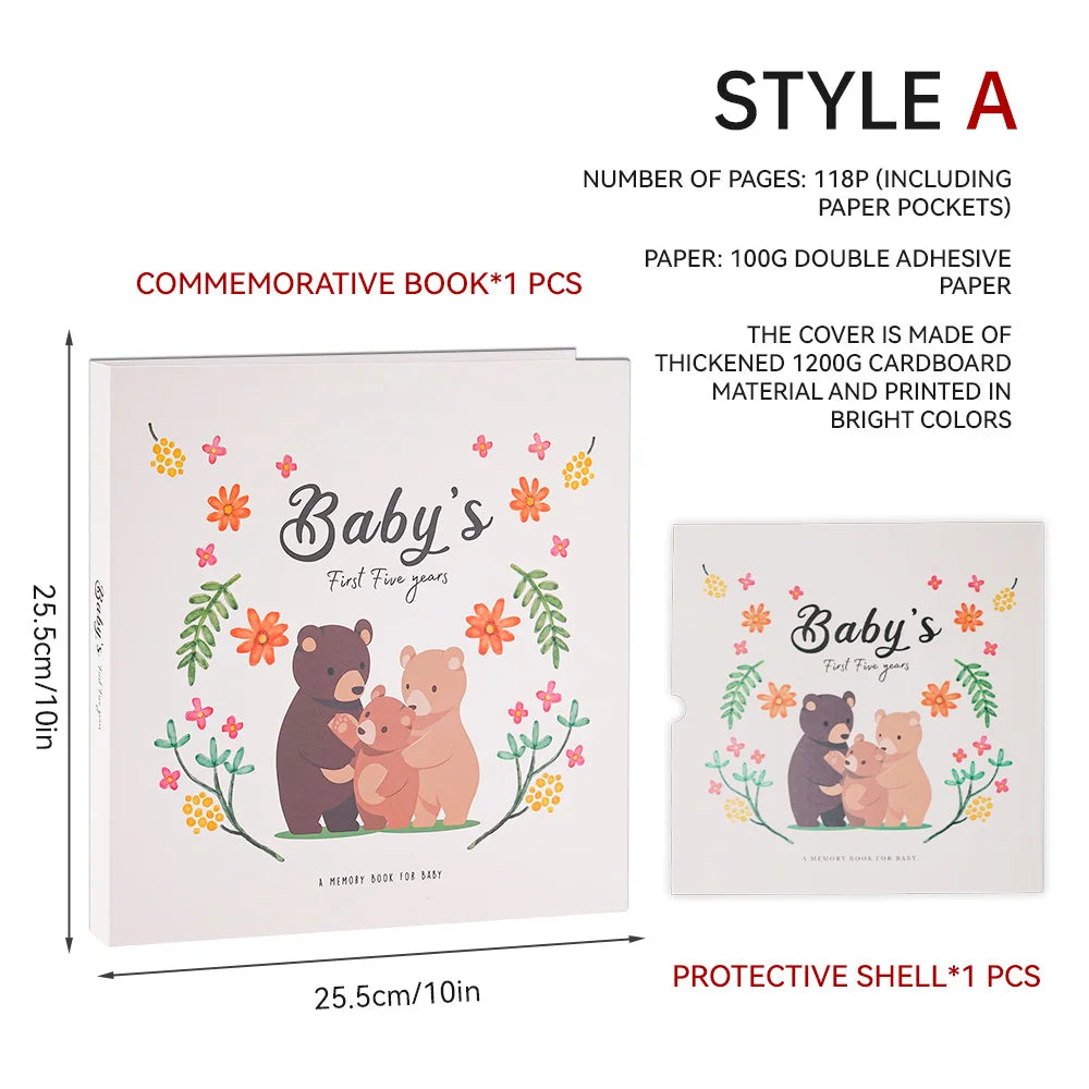 Baby Memory Book Scrapbook Photo Album Pregnancy Diary Cute Animal Keepsake Record Growth Journal Hand Account For New Parents