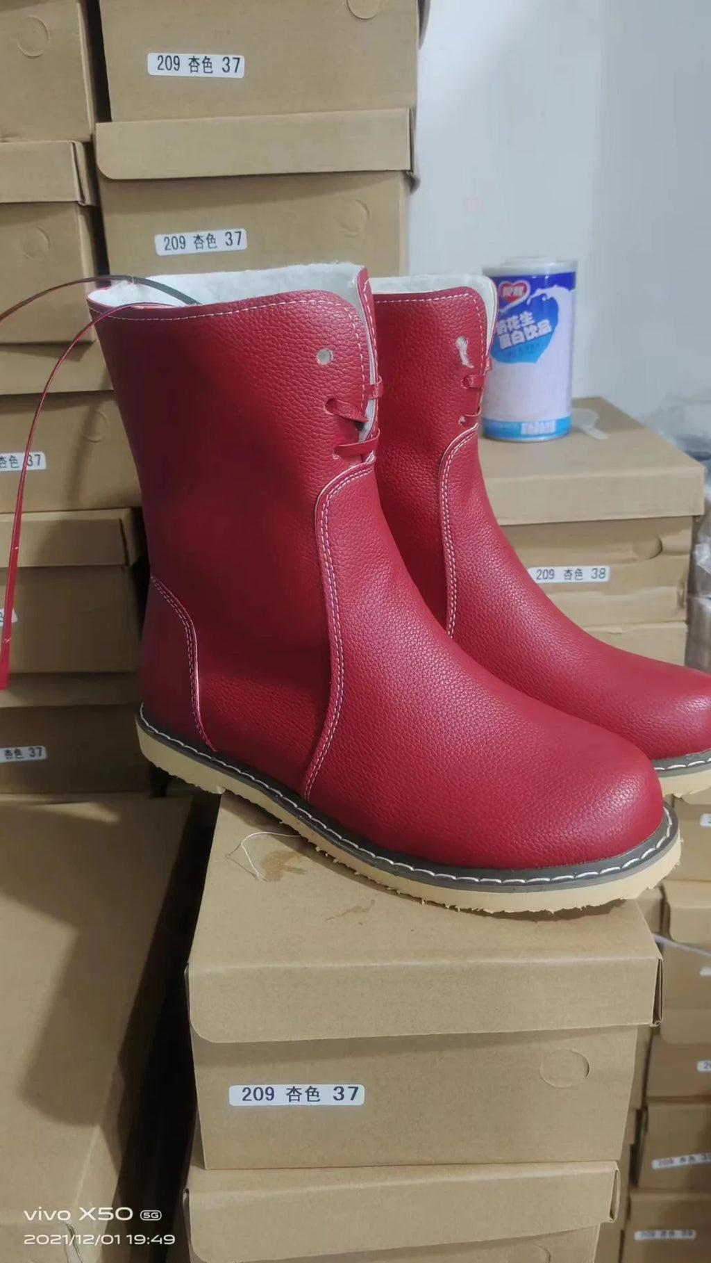 Women's Winter Boots 2025 New PU Leather Women Boots Comfortable Flat Fleece Warm Shoes Women's Ankle Boots Female Footwear