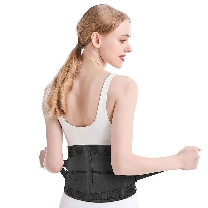Back Brace Adjustable Waist Belt Support Brace for Lumbar Trainer Sweat Belt for Sports NewAssistance with Spring 6 Steel Plates