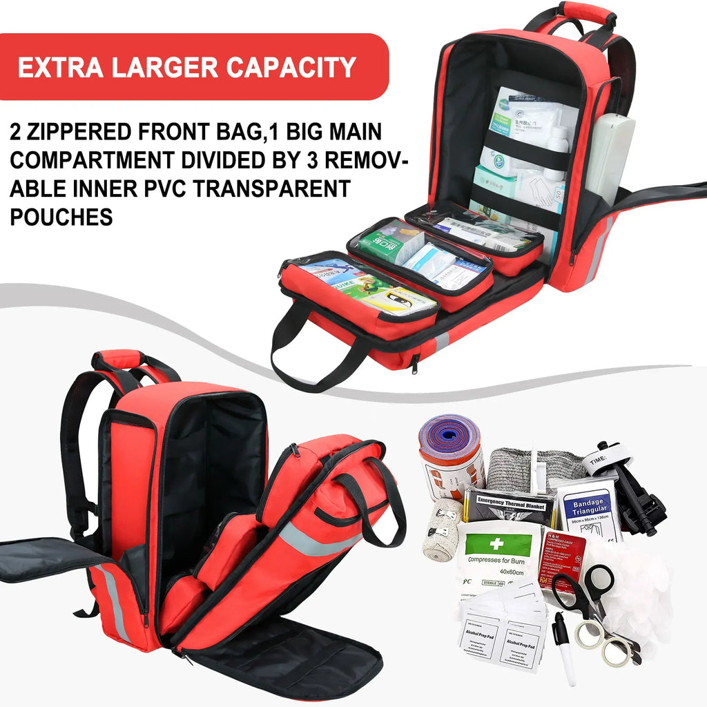 First Aid Kits Emergency Foldable Rescue Backpacks Large Capacity Sorted Storage Outdoor Camping Survival Kits Medical Kits