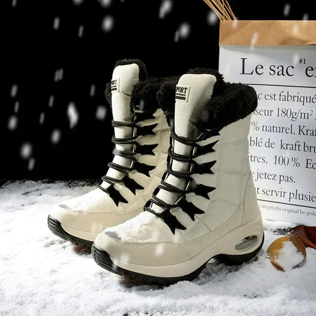 Winter Hiking Boots Shoes for Women Platform Fur Warm Snow Boots Waterproof Slip on Women Comfortable Outdoor Ankle Boots Winter