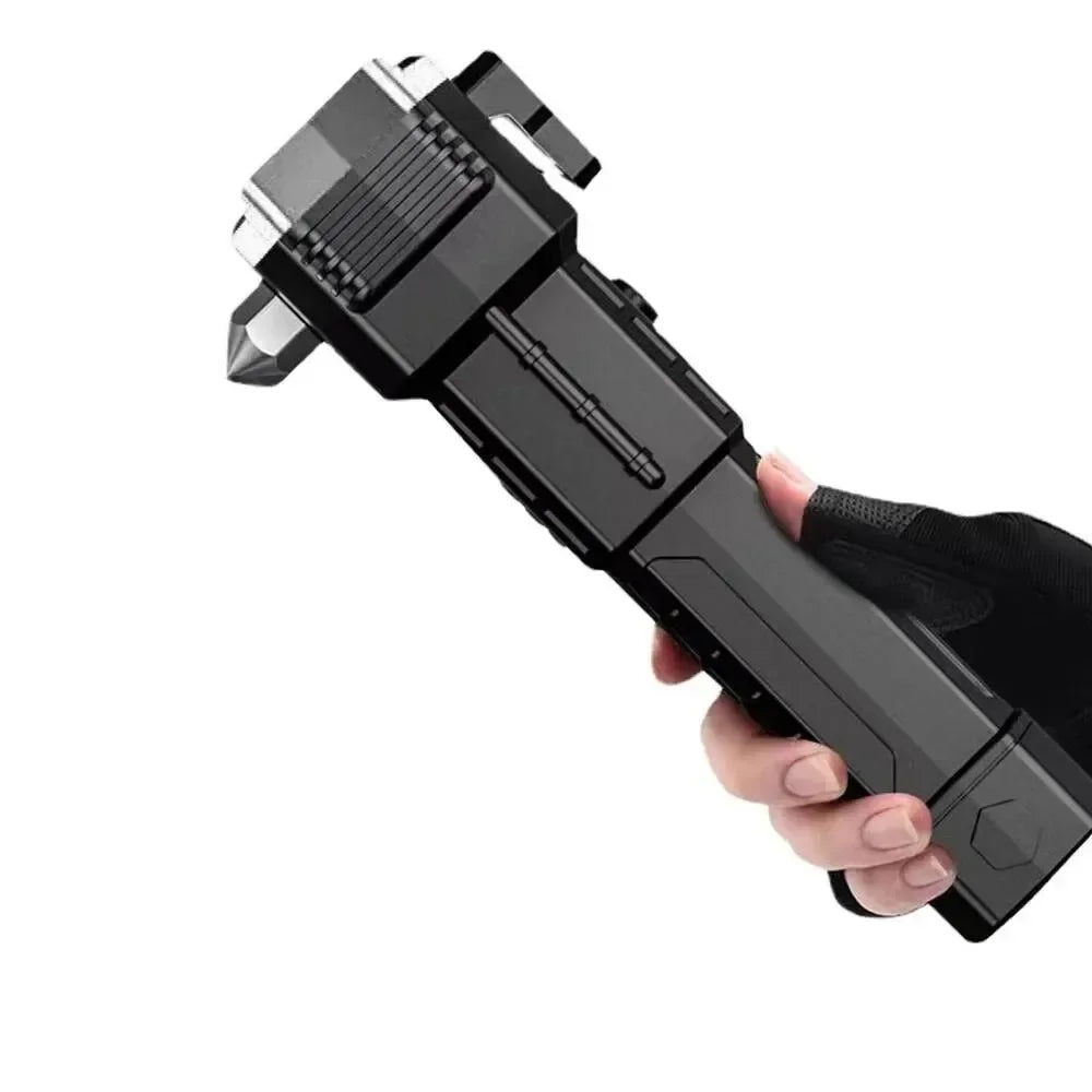 Tactical Flashlight 10000 Lumens - Telescopic Self Defense Baton with Stun Gun & USB-C Fast Charging (IPX7)
