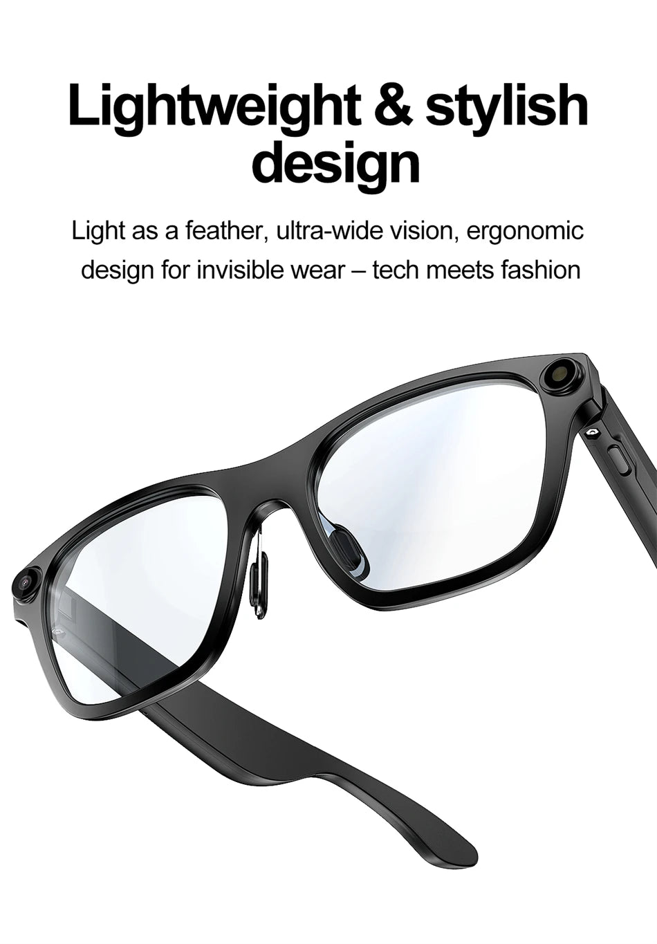 New AI Smart Glasses 500W Camera 1080P Video Smart Glasses with Camera Bluetooth Glasses Anti-Blue Light Glasses Everyday Wear