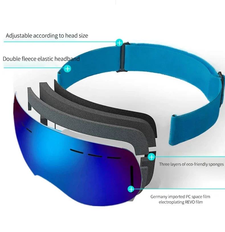 Ski Goggles Winter Snow Sports Goggles Double Layers Anti-Fog Outdoor Snow Snowboard Glasses for Men Women Protection Ski Mask