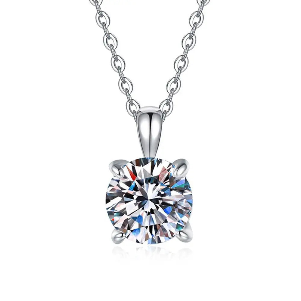 Lihong Classic Women's Necklace AAAAA Zirconia 1ct Four Prong 925 Sterling Silver Pendant Luxury Fine Jewelry