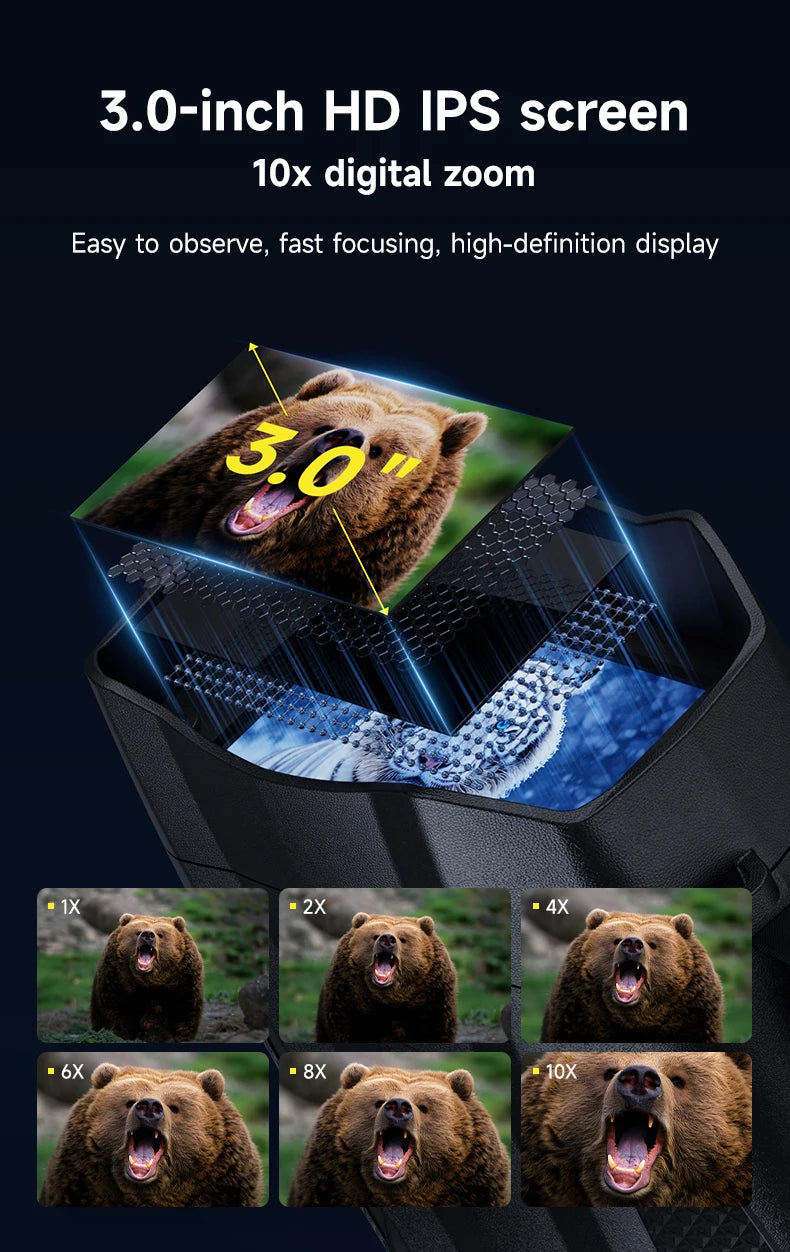 4K HD Night Vision Goggles Binoculars 10X Zoom Infrared 5000mAh Digital Telescope Camera 800M for Outdoor Hunting Camping Tools