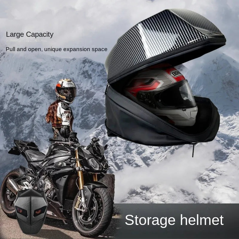 Rider Motorcycle LED Backpacks Light Bluetooth Carbon Fiber School Bags Hardshell Motorcycle Riding Full Helmet Backpack Rugzak