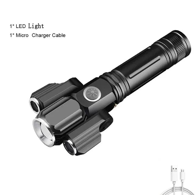 Tactical Flashlight 13000 Lumens 360' Adjustable USB Rechargeable Torch 18650 Hand Lamp Zoomable Bicycle Light Best For Camping