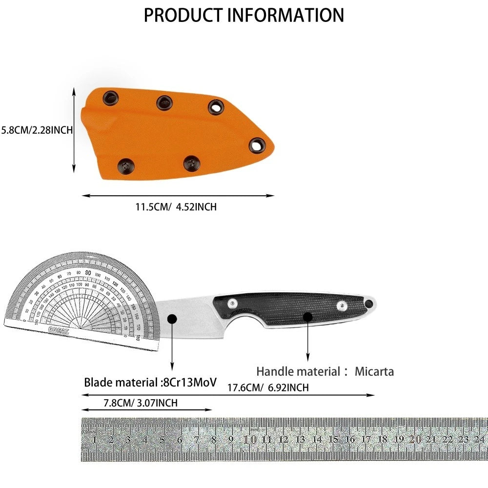 High Quality Outdoor Survival Straight Knife with K Sheath Multi-functional Wilderness Defense Tactical Hunting EDC Utility Tool