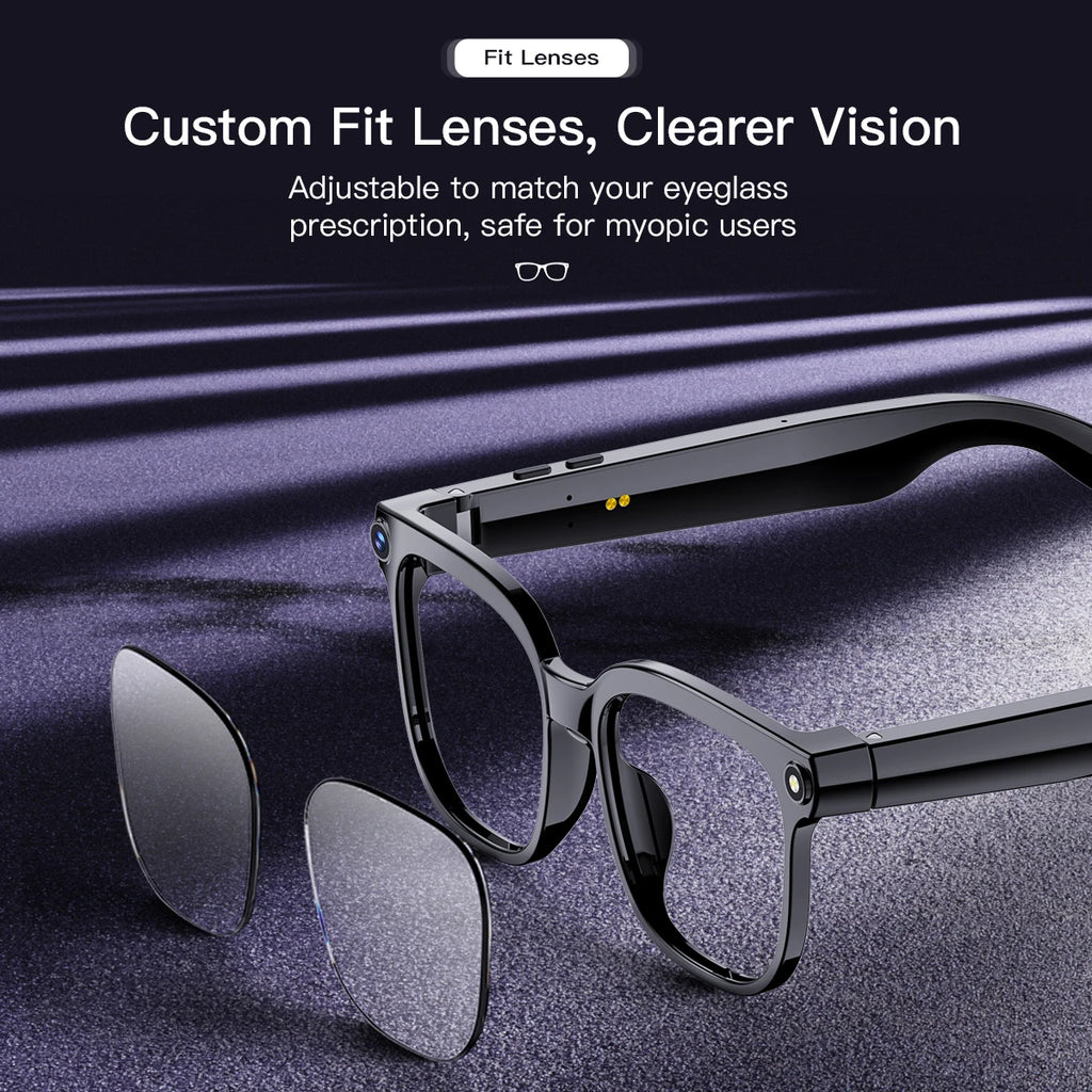 AI Smart Glasses 8MP Camera Video Recording ChatGPT Music Play Headphone Bluetooth Men Women Gifts Fashionable Glasses  2025