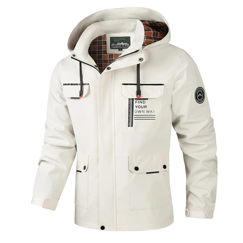 Fashion Men's Casual Windbreaker Jackets Hooded Jacket Man Waterproof Outdoor Soft Shell Winter Coat Clothing Warm Fleece Thick
