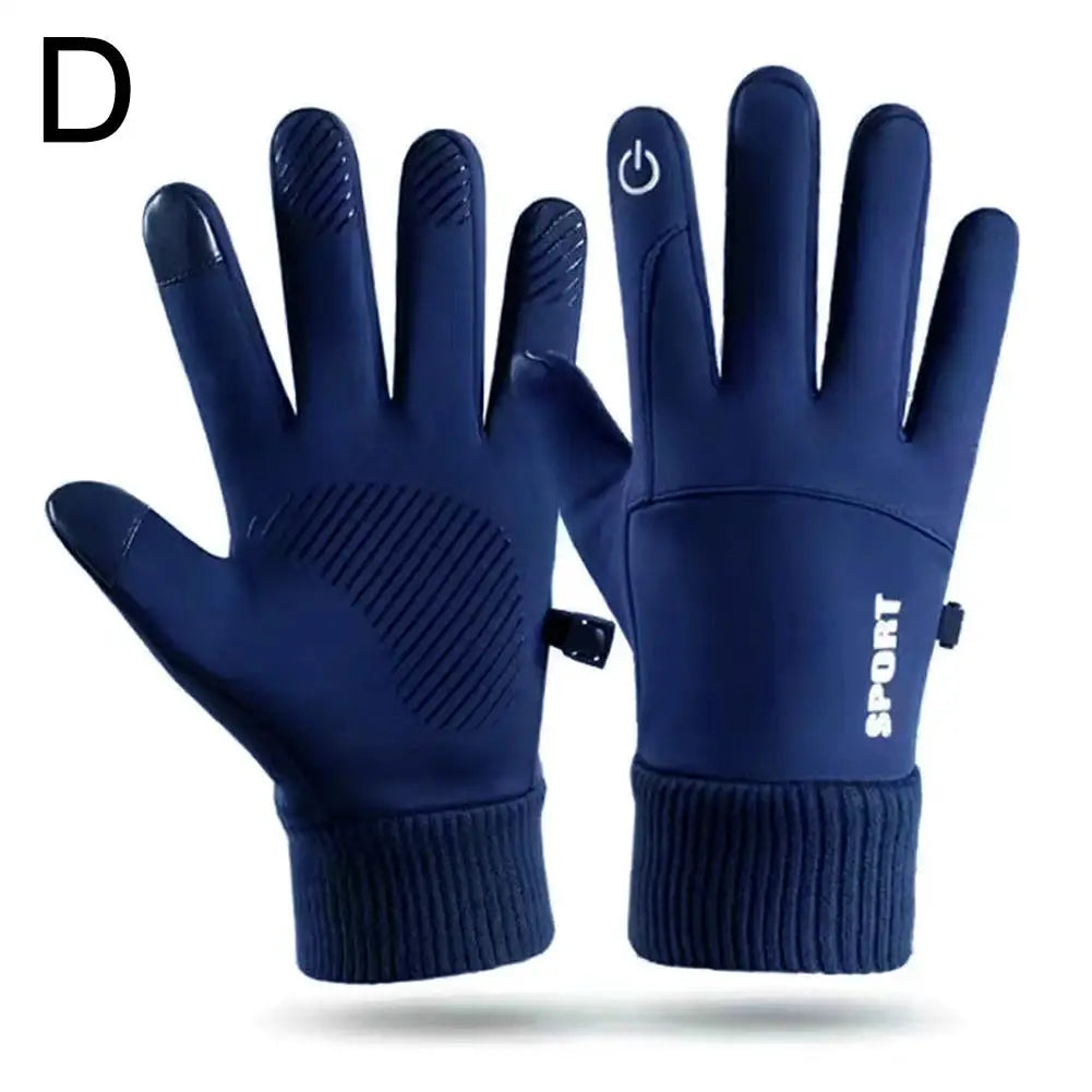 1 Pair Waterproof Winter Gloves Thermal Fleece Lining Windproof Anti Slip Touchscreen For Cycling Skiing Hiking Outdoor Sports
