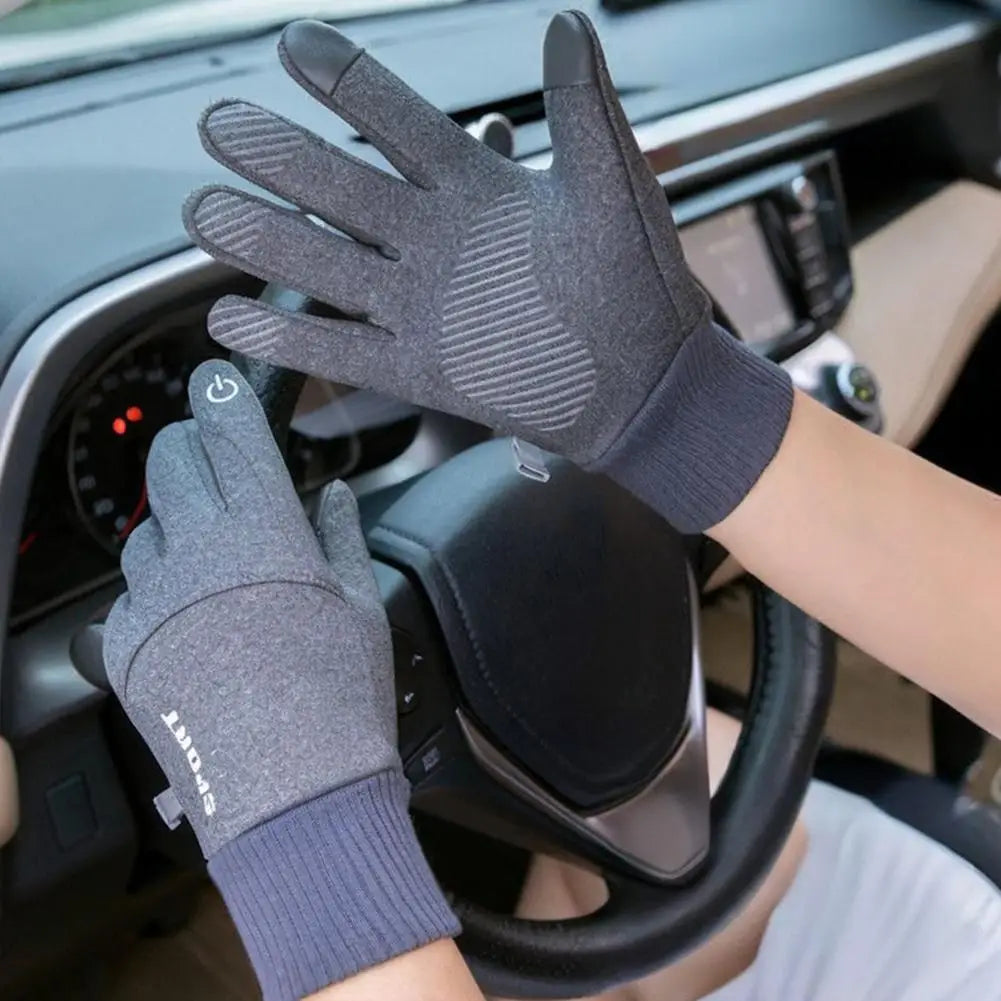 1 Pair Waterproof Winter Gloves Thermal Fleece Lining Windproof Anti Slip Touchscreen For Cycling Skiing Hiking Outdoor Sports