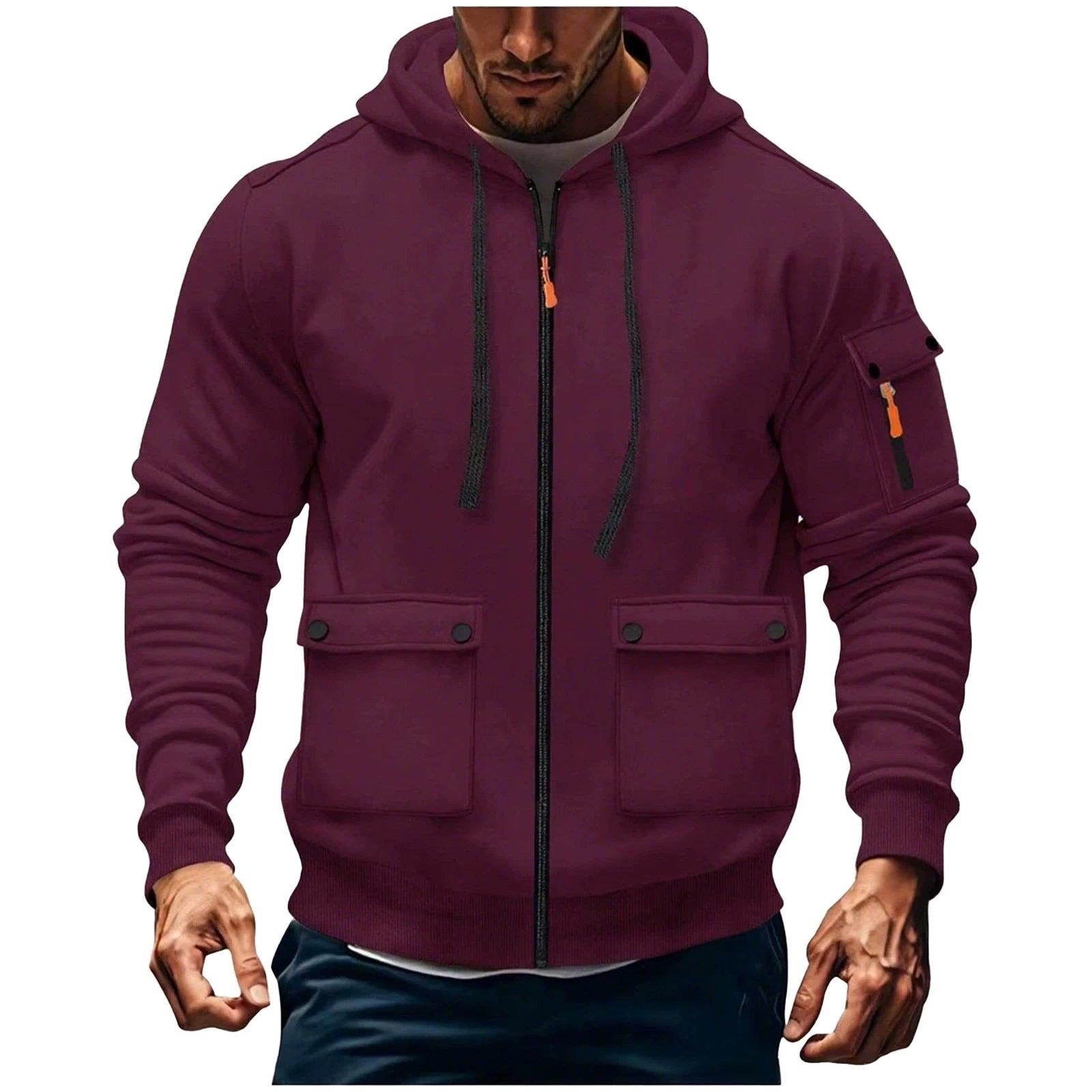 Zipper Hoodies 2025 Autumn Winter Men's New Long Sleeve Hooded Sweatshirt Fashion pocket decoration Male Fleece Outfit sports