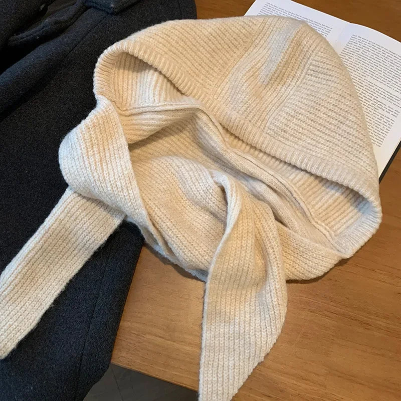 winter warm Balaclava Bonnet Women Beanies Hat Scarf One-piece Thickened Warm Neck Protection Winter Outdoor Thermal Scarf Hood